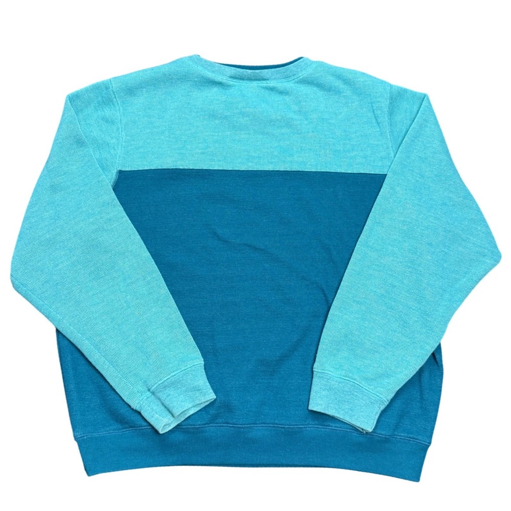 Koret Knit Colorblock Sweatshirt Teal Blue Patchwork Graphic Womens M - Picture 2 of 6
